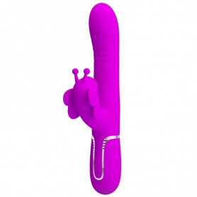 PRETTY LOVE VIBRADOR RABBIT MULTIFUNCIoN 4 EN 1 MARIPOSA FUCSIA