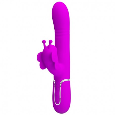PRETTY LOVE VIBRADOR RABBIT MULTIFUNCIoN 4 EN 1 MARIPOSA FUCSIA