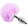 ALIVE ANAL PLEASURE PLUG ESPIRAL METAL POMPON VIOLETA TALLA M